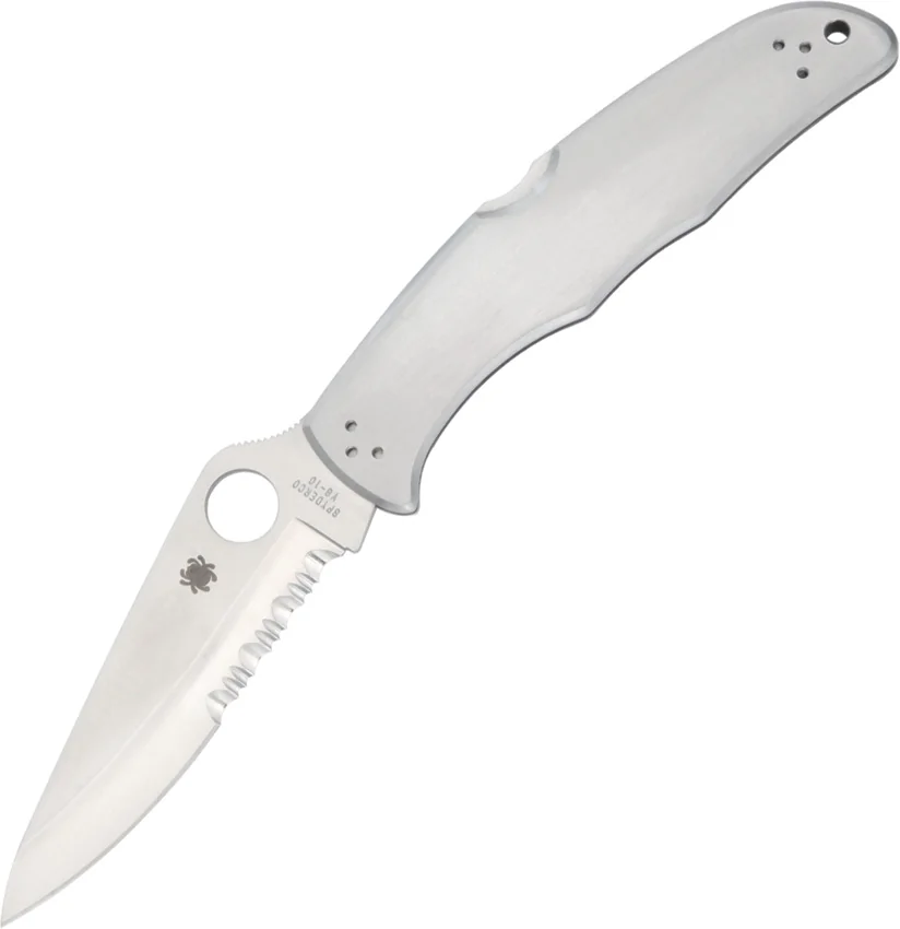 Spyderco Endura 4 Knife Stainless Steel SS Folder (3.875" Satin Serr) C10PS