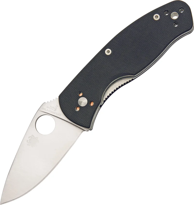 Spyderco "S" Black Folding Knife (Satin Plain) C109BKP