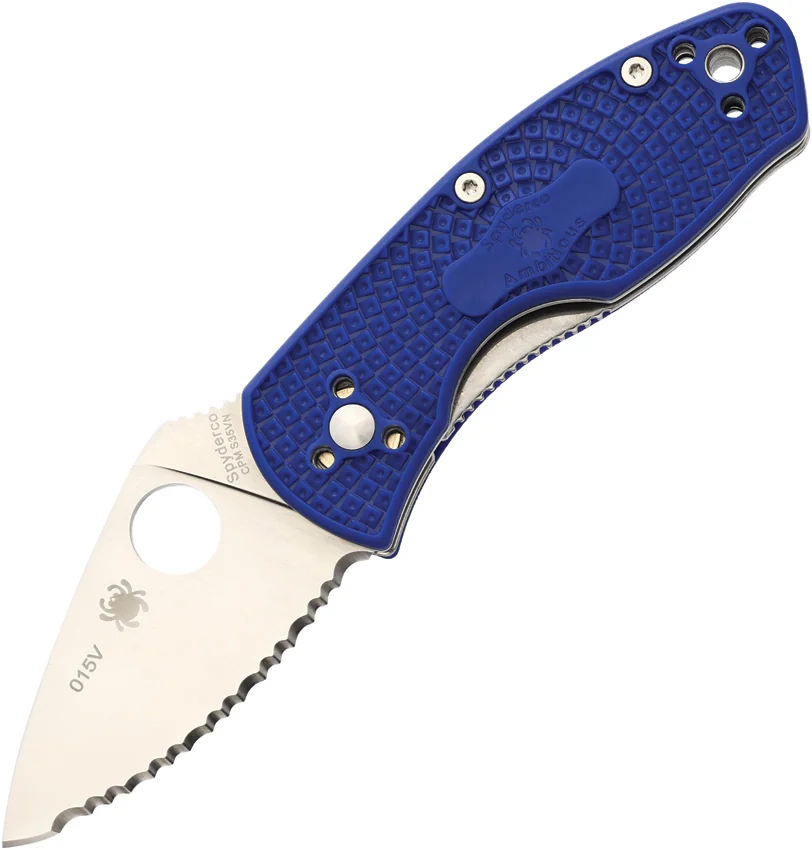 Spyderco Ambitious Lightweight Knife Blue FRN (2.25" Satin Serr S35VN) C148SBL