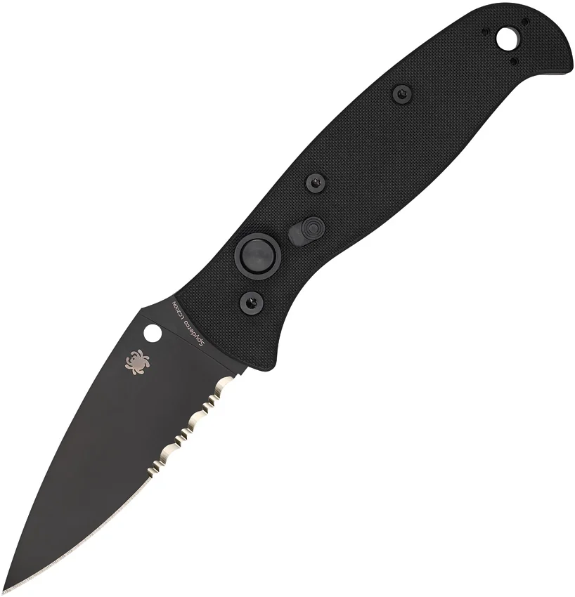 Spyderco Autonomy 2 Automatic Knife Black G-10 (3.5" Black Serr LC200N)