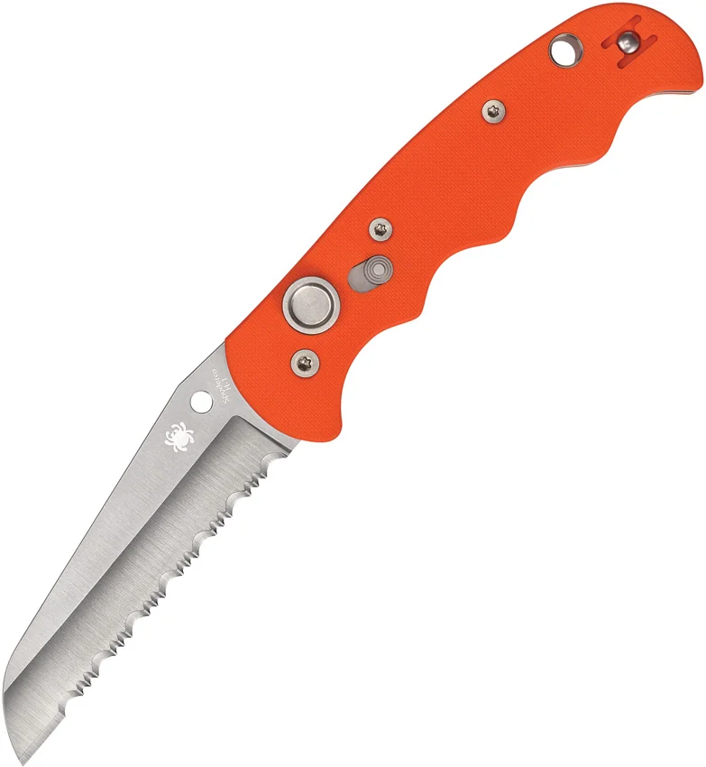 Spyderco Autonomy Automatic Knife Orange G-10 (3.75" Satin Serr) C165GSOR
