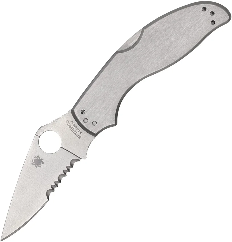 Spyderco UpTern Lock Back Knife Stainless Steel (2.9" Satin Serrated)
