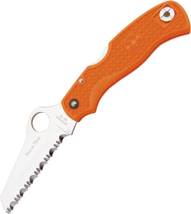 Spyderco Rescue 79 mm Orange FRN Folding Knife (Satin SER) C45SOR