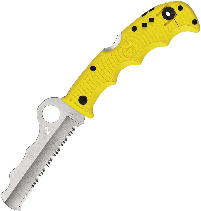 Spyderco Assist Salt H-2 Knife Yellow FRN (3.69" Satin Serr) C79PSYL