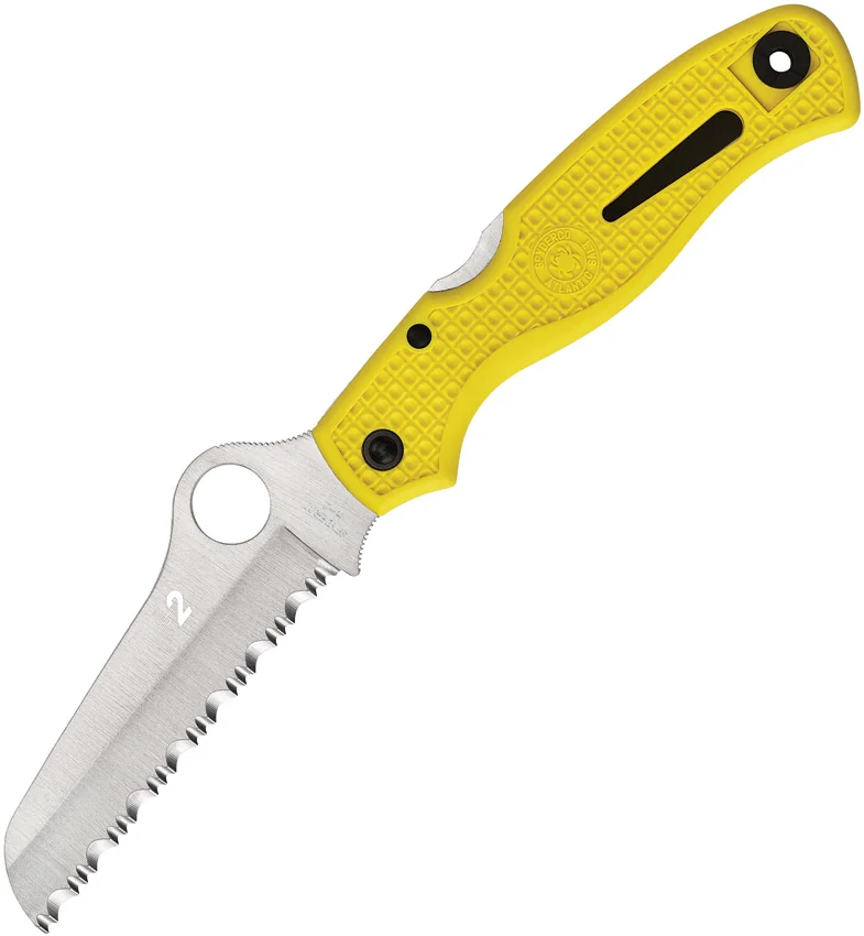 Spyderco Atlantic Salt Folding Dive Knife C89SYL Yellow FRN (3.69" Satin Serr)