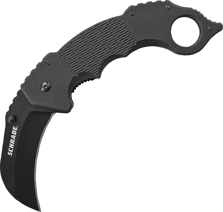 Schrade Folding Knife Karambit Black G-10 (3" Black)
