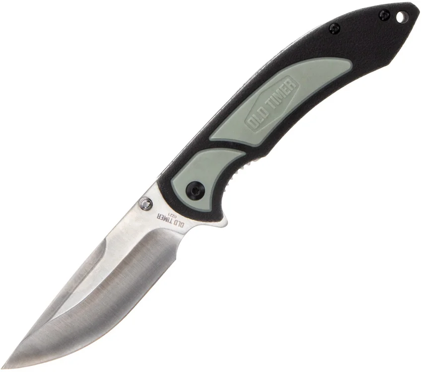 Old Timer Trail Boss Liner Lock Knife Black/Green Polymer (3.5" Satin)
