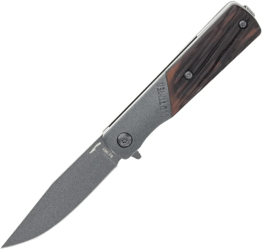 Old Timer Frontier Barlow Spring Assisted Knife Luxewood (2.7" Gray) 133OTF