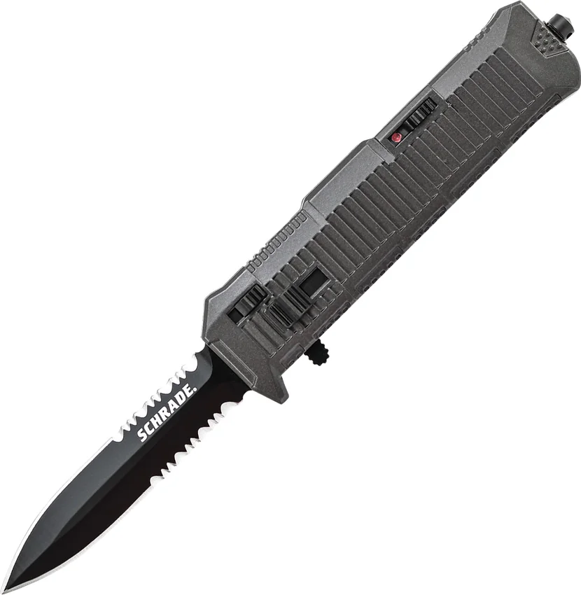 Schrade Viper OTF Assisted Knife Black (3.375" Black Serr) SCHOTF8BS