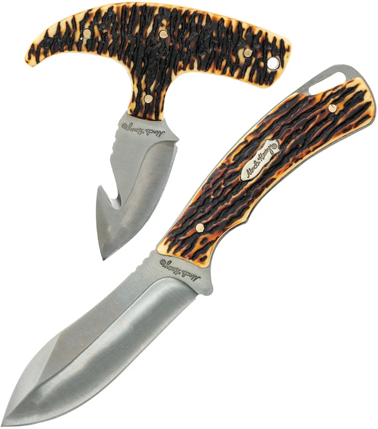 Uncle Henry 2-Piece Hunting Knife Set – 8" Drop Point Hunter & 4.5" T-Handle
