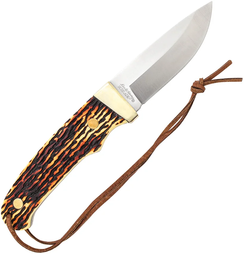 Schrade Uncle Henry Pro Hunter Fixed Blade Knife Brown Staglon (3.625" Satin)