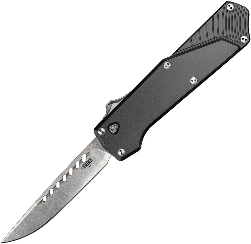 Southern Grind Arachnid OTF Knife Black Aluminum (3.25" Satin)
