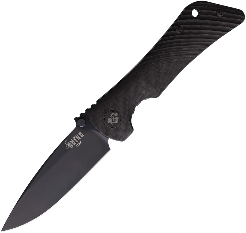 Southern Grind Spider Monkey MagnaCut Liner Lock Knife Black CF (3.25" Black)