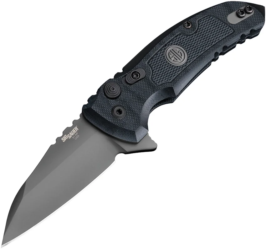 Hogue X1 Microflip Wharncliffe Flipper Knife Black Sig Medallion (2.6" Gray)
