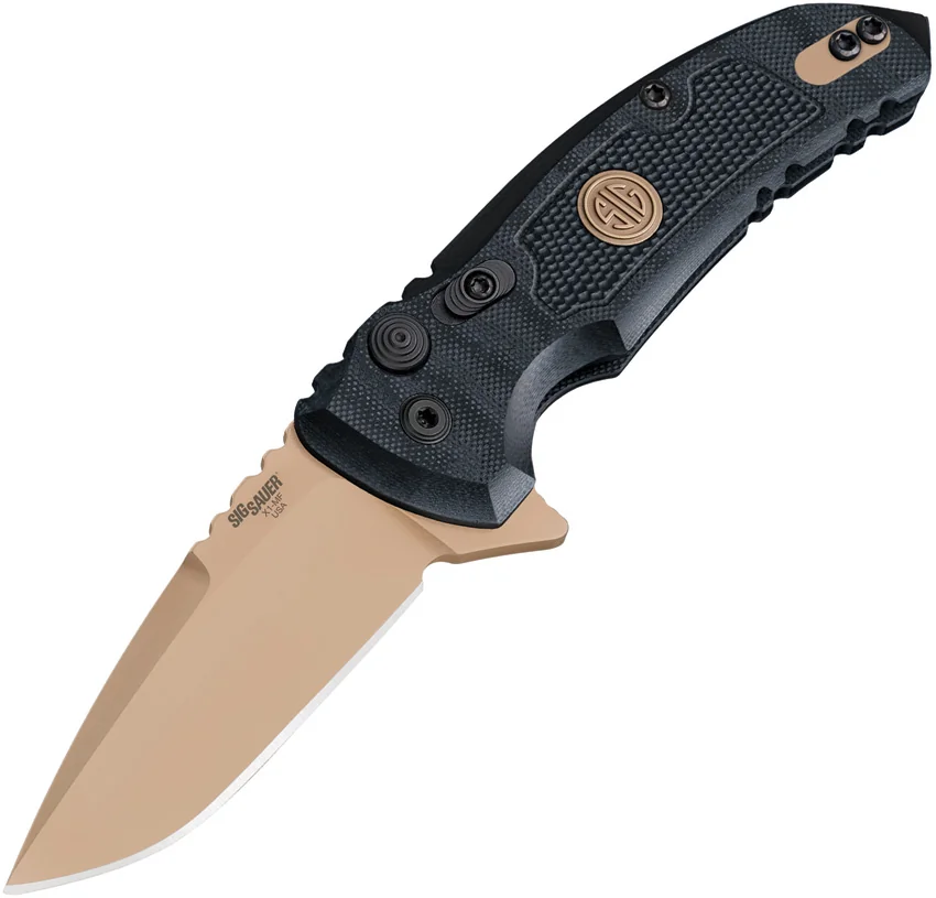 Hogue Sig Sauer X1 Microflip Drop Point Flipper Knife Black G10 (2.6" FDE)