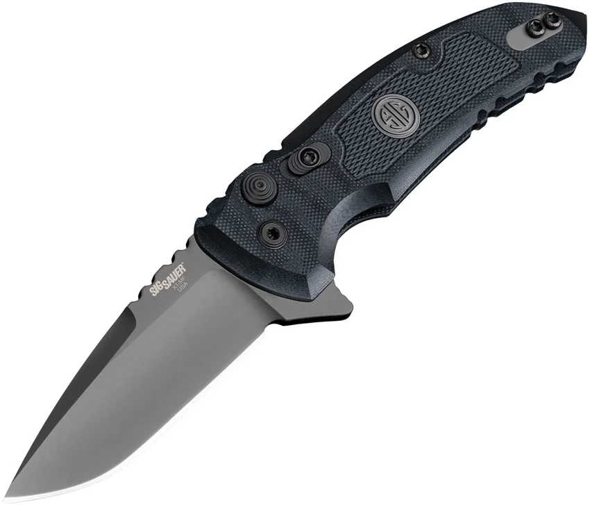 Hogue X1 Microflip Drop Point Flipper Knife Black Sig Medallion (2.6" Gray)