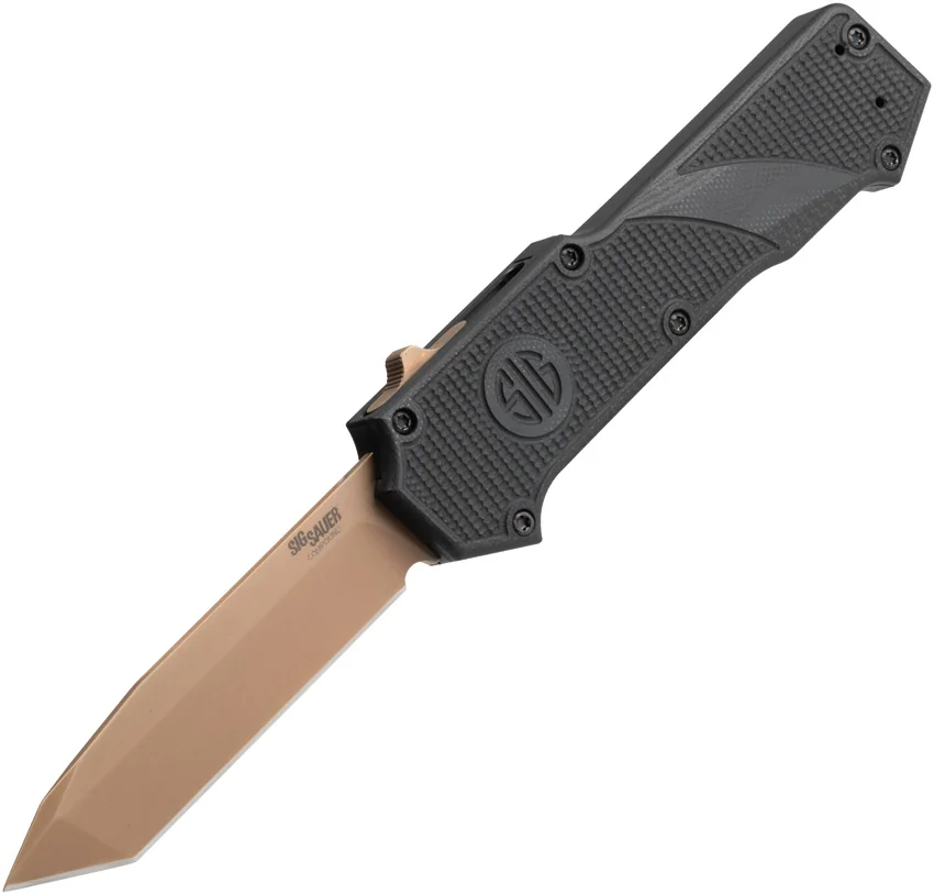 Hogue Knives SIG Compound Scorpion OTF Auto Tanto Black G-10 (3.5" FDE PVD)