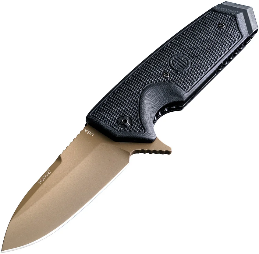 Hogue Sig Sauer EX-02 Spear Point Flipper Knife Black G-10 (3.75" FDE)