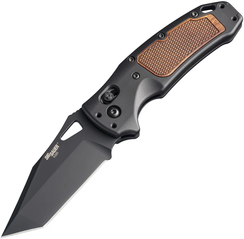 Hogue Sig K320 Classic AXG Tanto Knife Black Aluminum + Walnut (3.5" Black)