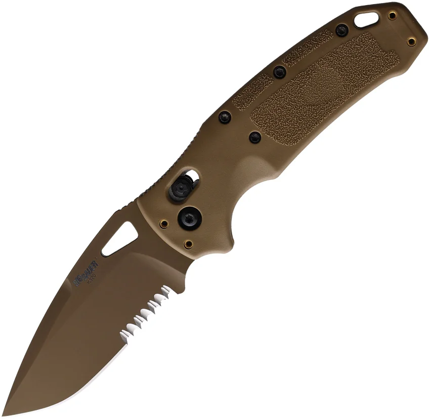 Hogue Sig K320 ABLE Lock Drop Point Knife Coyote Nylon Poly Serr (3.5" PVD)