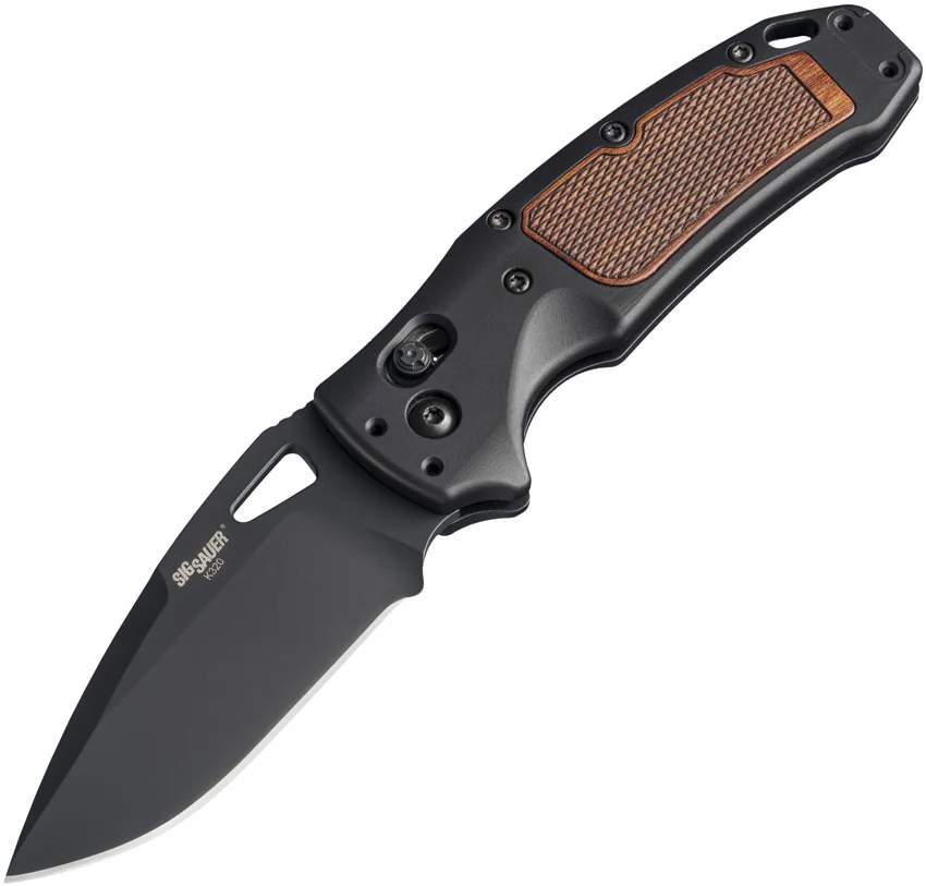 Hogue Sig K320 Classic AXG Drop Point Knife Black Aluminum + Walnut (3.5" Black)