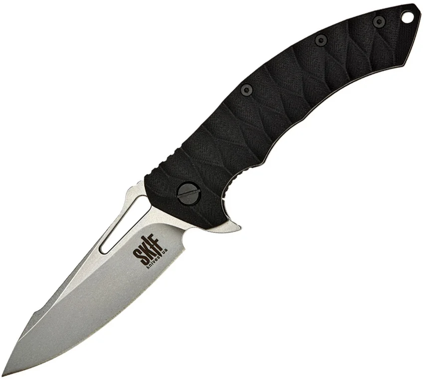 SKIF Knives Shark Frame Lock Knife Black G-10 (3.7" Stonewash)