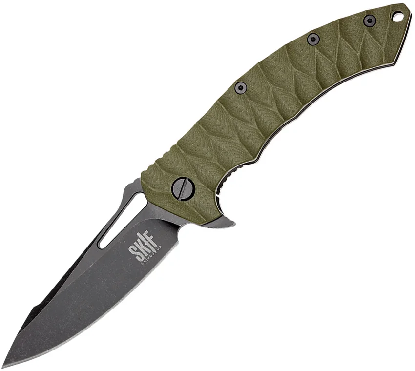 SKIF Knives Shark Frame Lock Knife OD Green G-10 (3.7" Black SW)