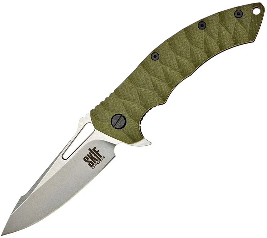 SKIF Knives Shark Frame Lock Knife OD Green G-10 (3.7" Stonewash)