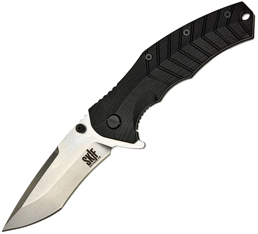 SKIF Knives Griffin Frame Lock Knife Black G-10/Steel (3.75" Stonewash)
