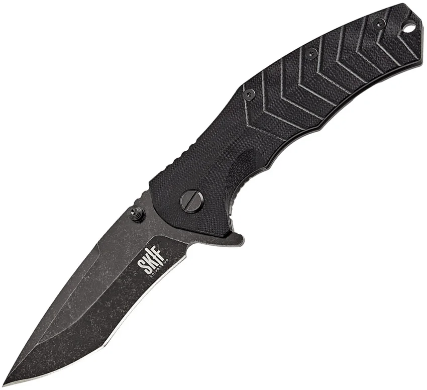 SKIF Knives Griffin Frame Lock Knife Black G-10/Steel (3.75" Black Stonewash)