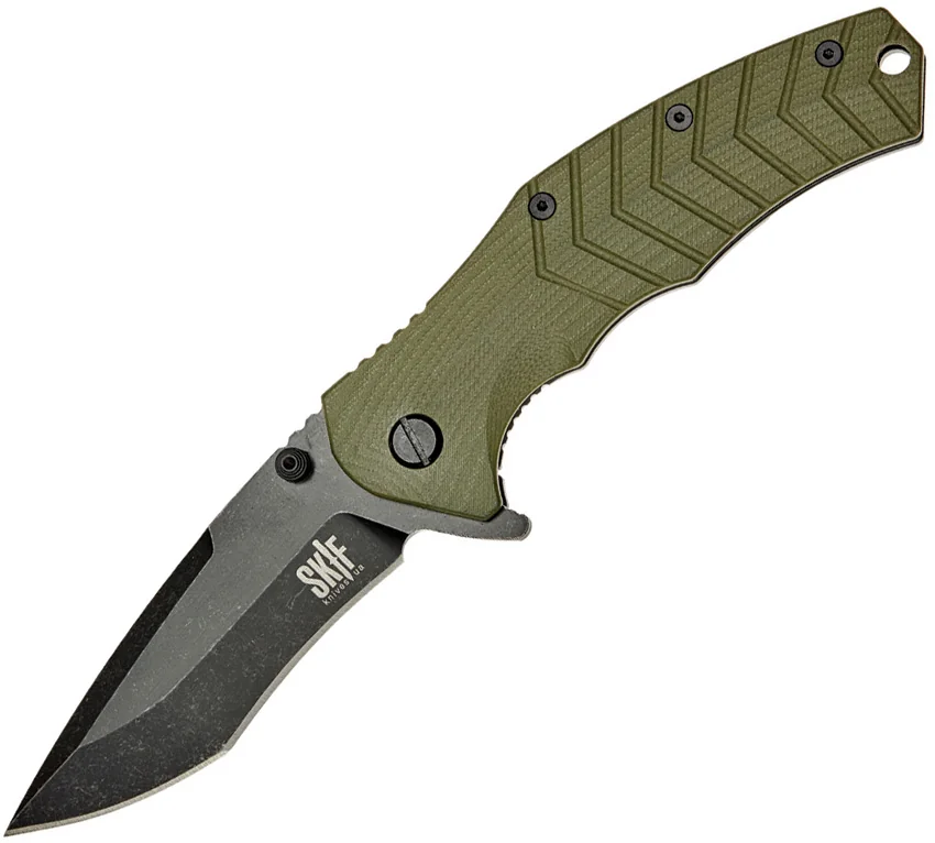 SKIF Knives Griffin Frame Lock Knife Olive Green G-10/Steel (3.75" Black SW)