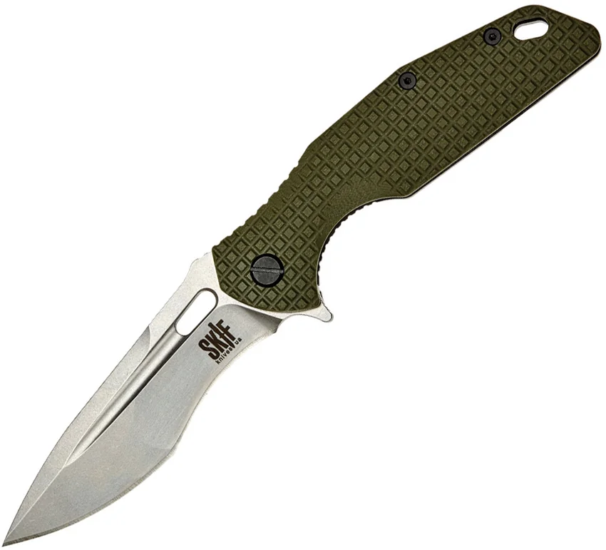 SKIF Knives Defender Frame Lock Knife Olive Green G-10/Steel (3.75" Stonewash)