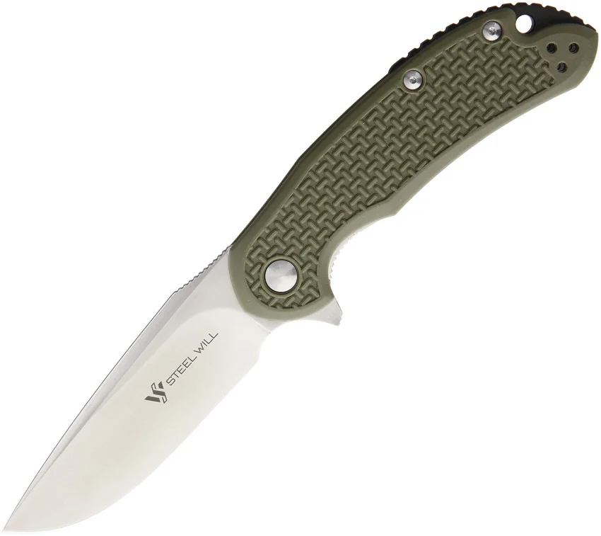 Steel Will Knives Cutjack Flipper Knife OD Green FRN (3.5" Satin) C22-1OD