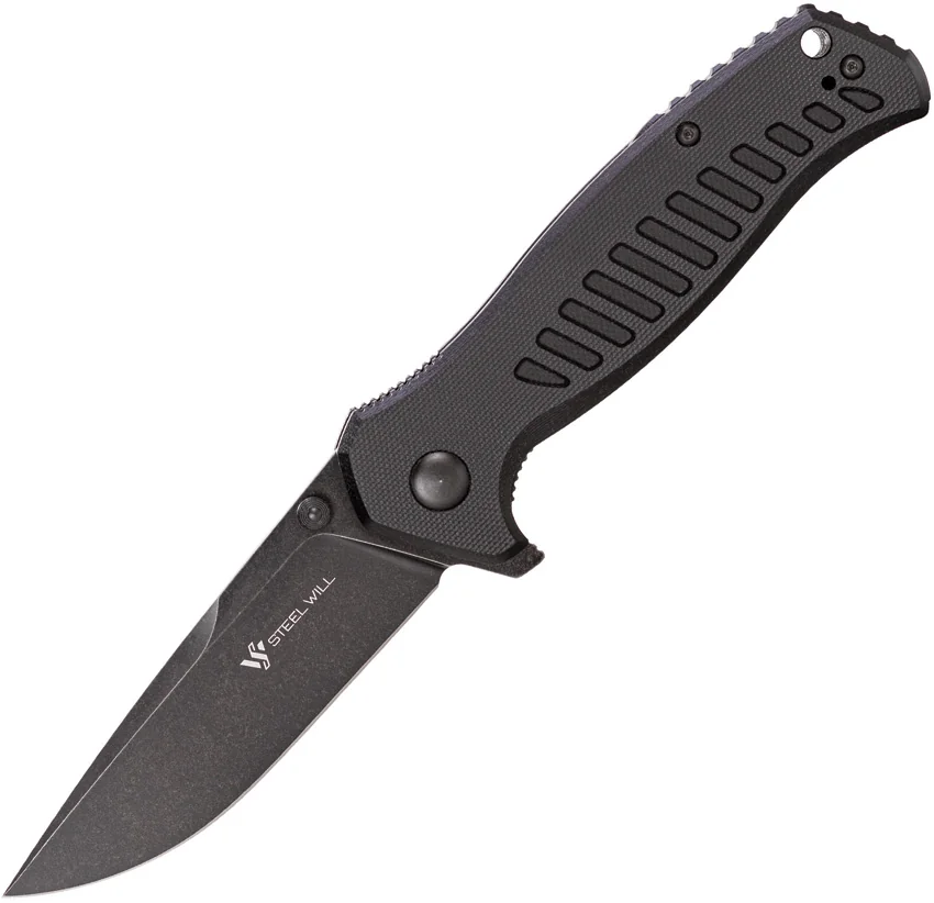 Steel Will Knives Barghest Liner Lock Knife Black G10 (3.5" Black SW) F37M-03