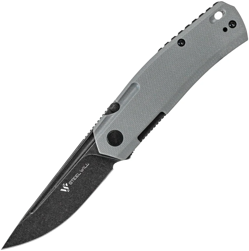 Steel Will Fjord Liner Lock Knife Gray G-10 (3.5" Black Stonewash) F7128