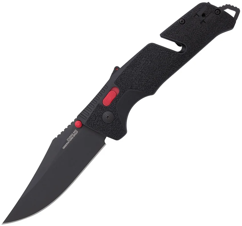SOG Trident AT-XR Lock Knife Black/Red Clip Point (3.7" Black)