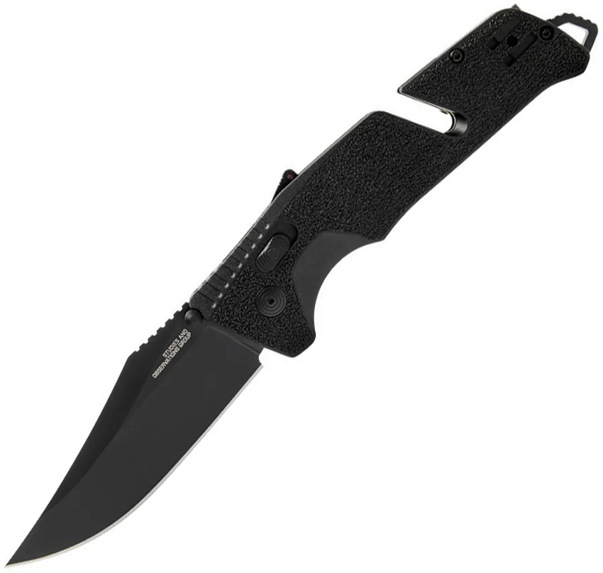 SOG Trident AT-XR Lock Knife Blackout Clip Point (3.7" Black)
