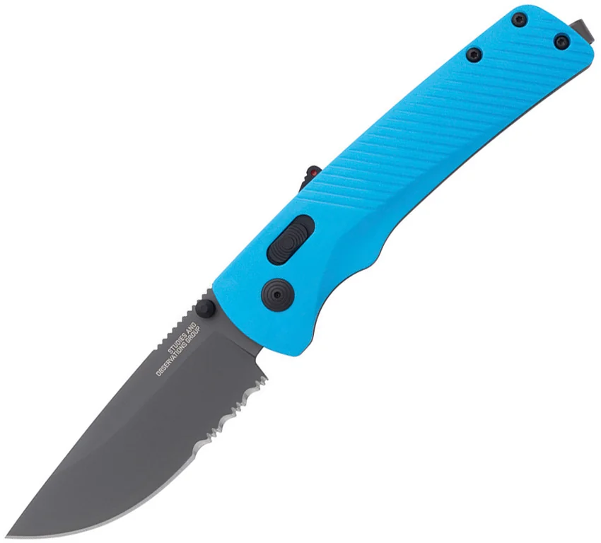 SOG Flash AT-XR Lock Knife Civic Cyan GRN (3.45" Dark Gray Serr)