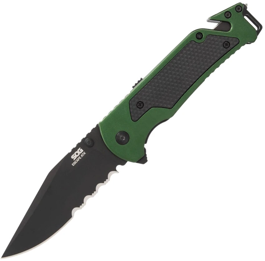 SOG Escape ATK 2.0 Liner Lock Knife OD Green/Black (3.4" Black)