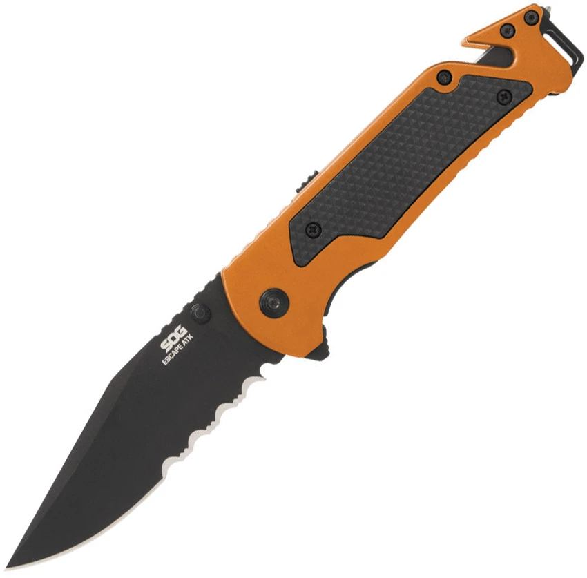 SOG Escape ATK 2.0 Liner Lock Knife OD Orange/Black (3.5" Black)