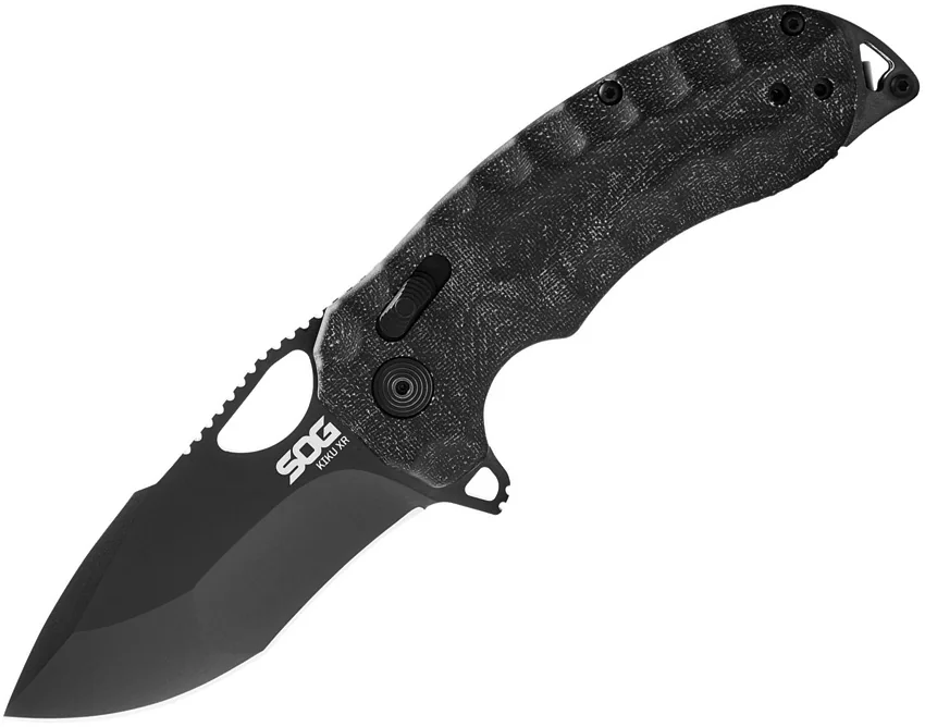 SOG Kiku XR Blackout XR-Lock Knife Black Micarta (3" Black)