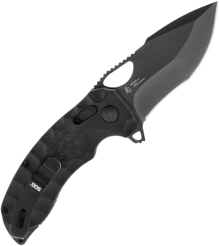 SOG Kiku XR LTE Blackout XR-Lock Knife Black Micarta (3" Black) 12-27-04-57