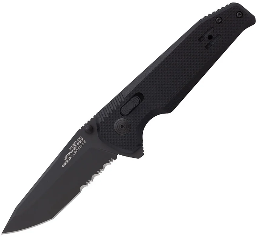 SOG Vision XR Lock Knife Black G-10 (3.4" Black Serrated)
