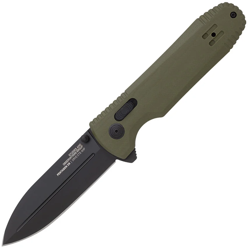 SOG Pentagon XR Lock Knife OD Green G-10 (3.5" Black)