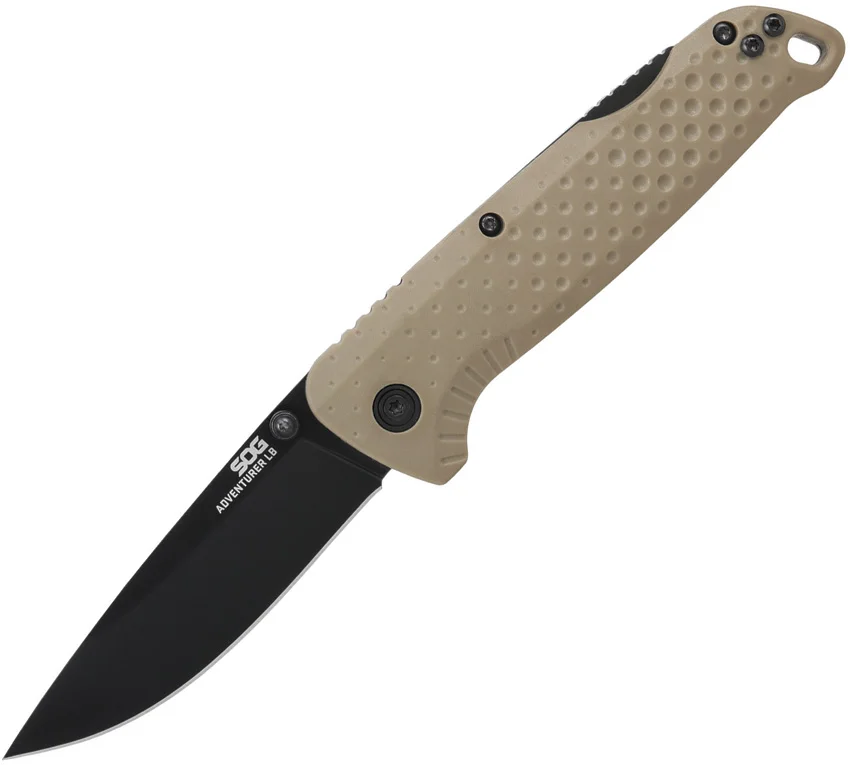 SOG Adventurer LB Lock Back Knife FDE Tan Polymer (3" Black)