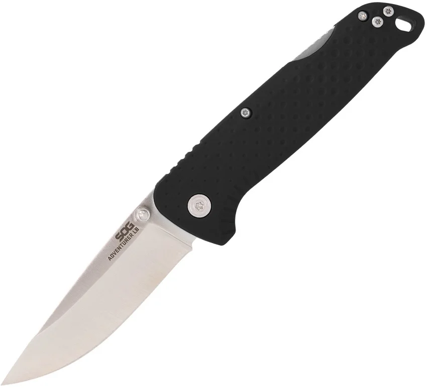 SOG Adventurer LB Lock Back Knife Black GFN (3" Satin)