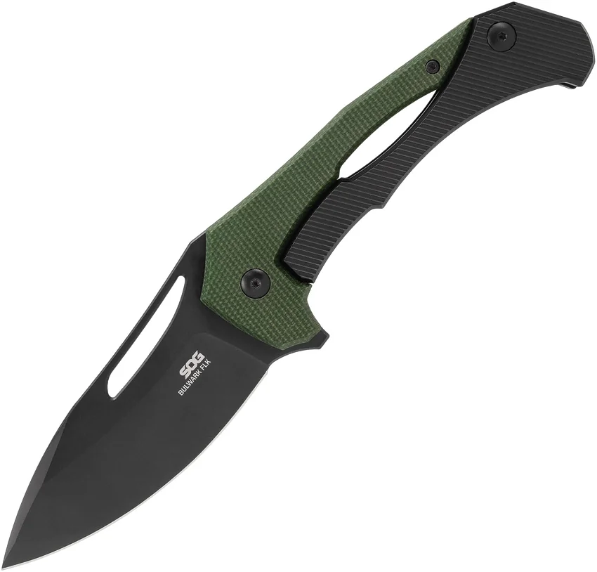 SOG Bulwark FL Frame Lock Knife OD Green/Black Micarta (3" Black)