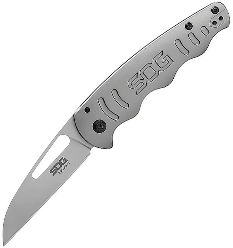 SOG Escape Sheepsfoot Frame Lock Knife Silver (3" Satin)