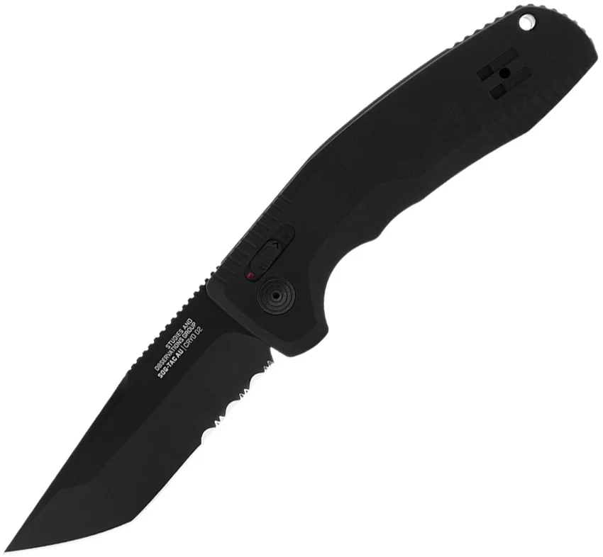 SOG Knives SOG-TAC AU Tanto Automatic Knife Black Aluminum (3.4" Black Serr)