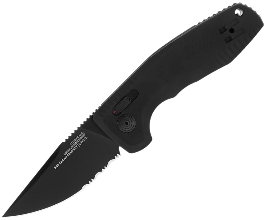 SOG Knives SOG-TAC AU Compact Automatic Knife Black (3" Black Serr)